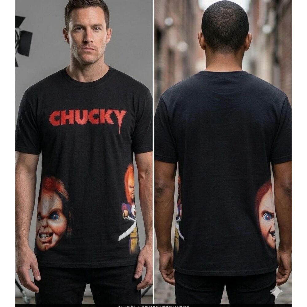 Chucky Child’s Play T-Shirt Mens 2XL Embroidered Graphic Tee Universal Studios